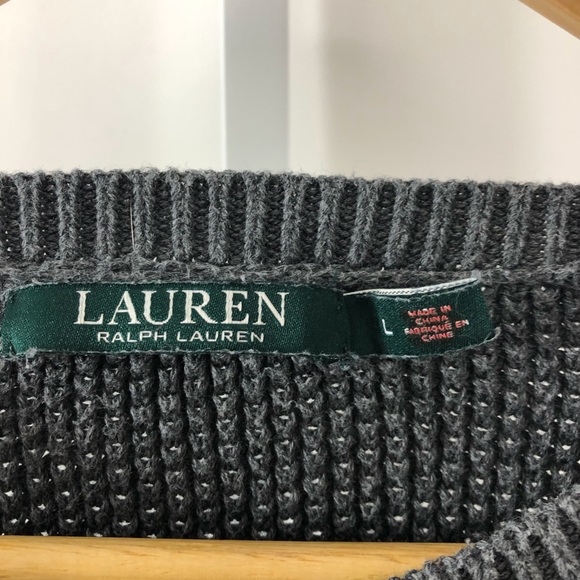 Lauren Ralph Lauren Gray Fringe Sweater L - Picture 4 of 7